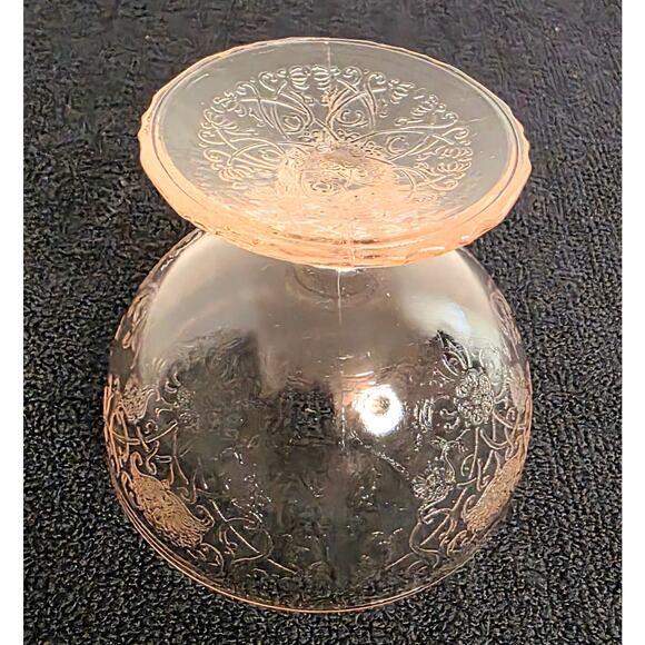 Vintage Hazel Atlas Florentine Pink Footed Sherbet/Dessert Dish 4 ounce - Picture 3 of 5
